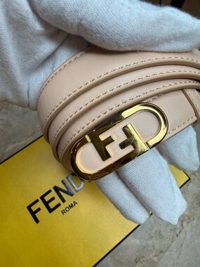 Fendi light Punk Leather Belt with Gold Accent